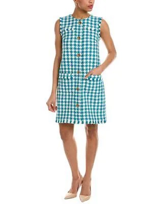 Oscar De La Renta твидовое платье-футляр на шелковой подкладке из смесовой шерсти женское синее 4