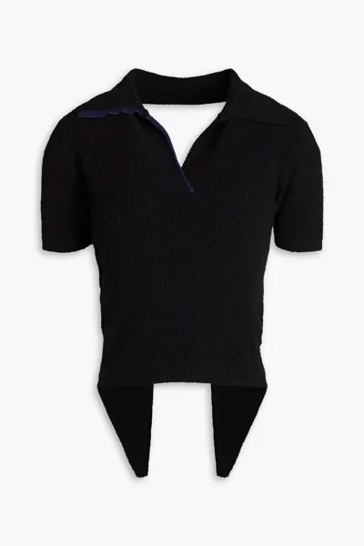 Махровый свитер-поло Bagnu с открытой спиной Jacquemus, черный