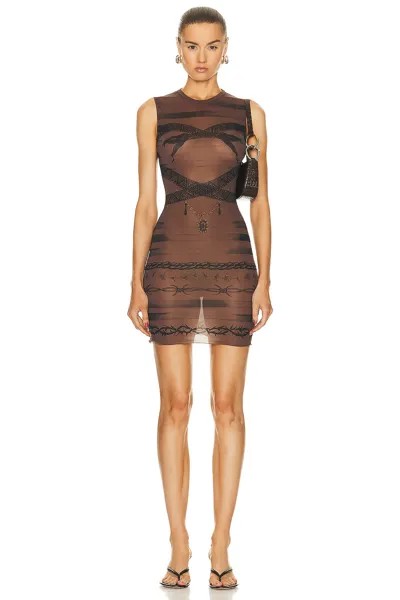 Платье Jean Paul Gaultier X KNWLS Trompe Loeil Tatoo Crew Neck Sleeveless, цвет Ebene, Grey, & Black