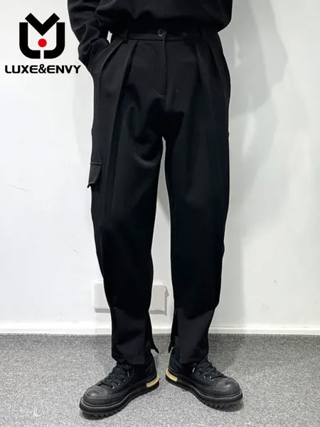 Тонкие тренировочные брюки LUXE & ENVY, темная простая свободная тонкая мужская универсальная рабочая одежда, весна-лето 2023, новая мужская одежда, мужские брюки