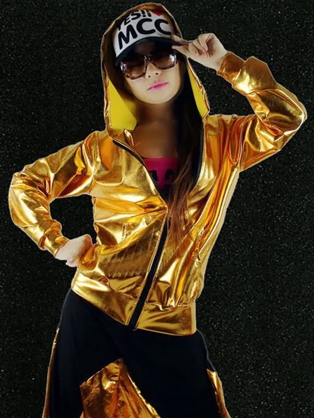 Milanoo Hip Hop Dance Costume Gold Jacket With Pants For Women