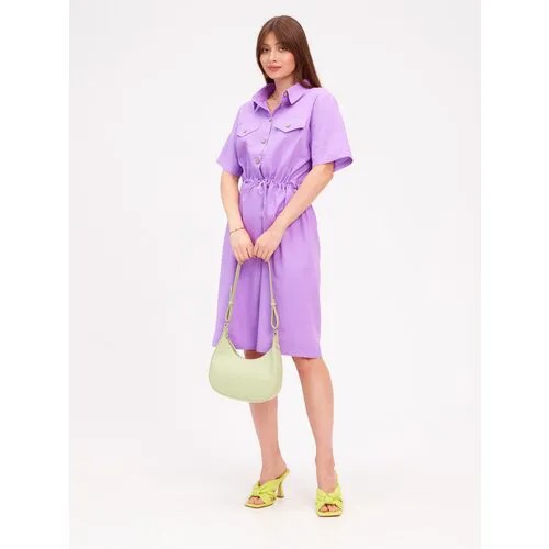 Платье-рубашка BrandStoff, повседневное, свободный силуэт, миди, размер 52, фиолетовый