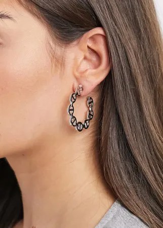 Серебристые серьги-кольца из звений-петелек ASOS DESIGN-Серебристый