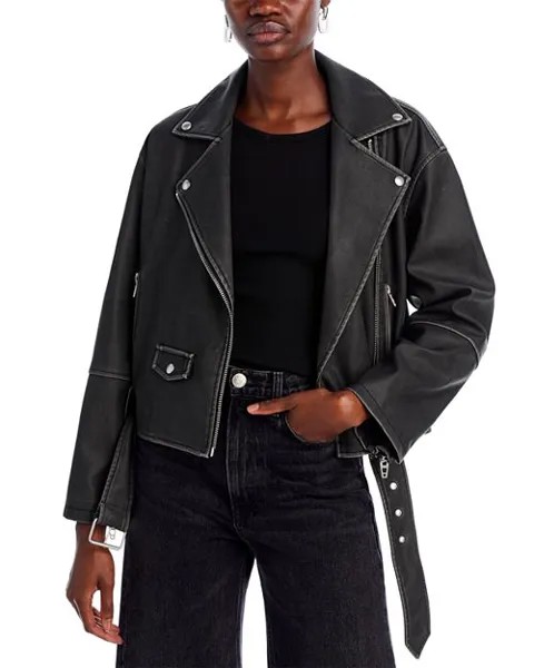 Мотоциклетная куртка из искусственной кожи с поясом BLANKNYC, цвет Black