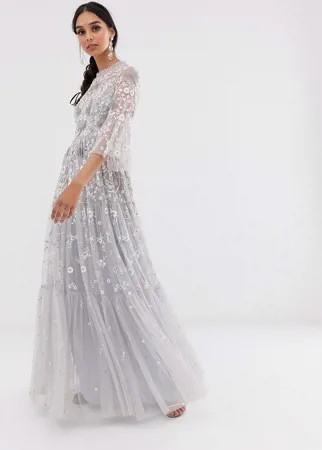 Голубое платье макси Needle & Thread dragonfly-Синий