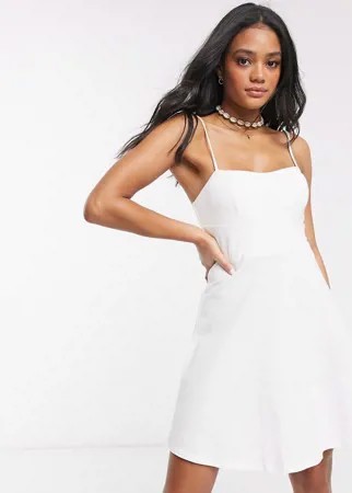 Белый сарафан мини с квадратным вырезом и чашечками ASOS DESIGN-Синий