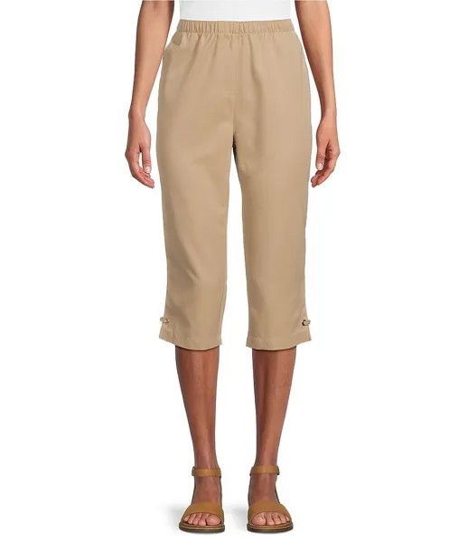 Прямые капри из твила из микрофибры Allison Daley Petite Size без застежки, бежевый