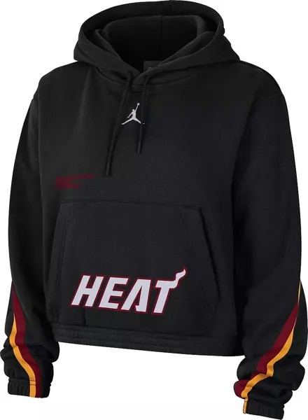 Jordan Женская черная флисовая худи Nike Miami Heat Courtside Statement