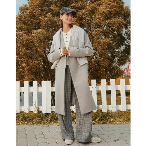 Пальто  Gloria Jeans зимнее, силуэт свободный, средней длины, размер XS (38-40), серый