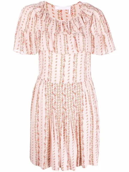 See by Chloé платье мини с цветочным принтом, розовый