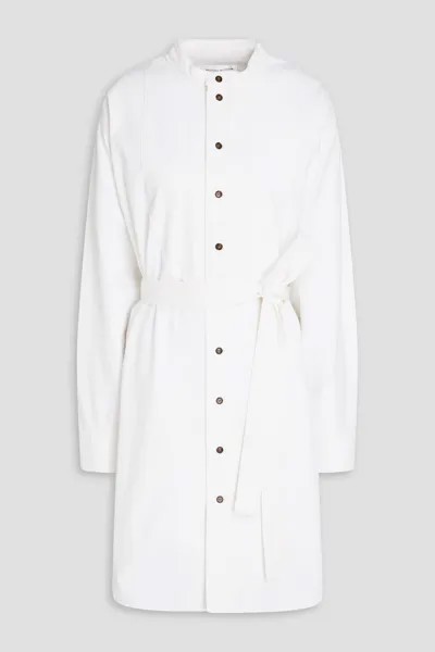 Платье-рубашка из хлопковой парусины с поясом Victoria Beckham, белый