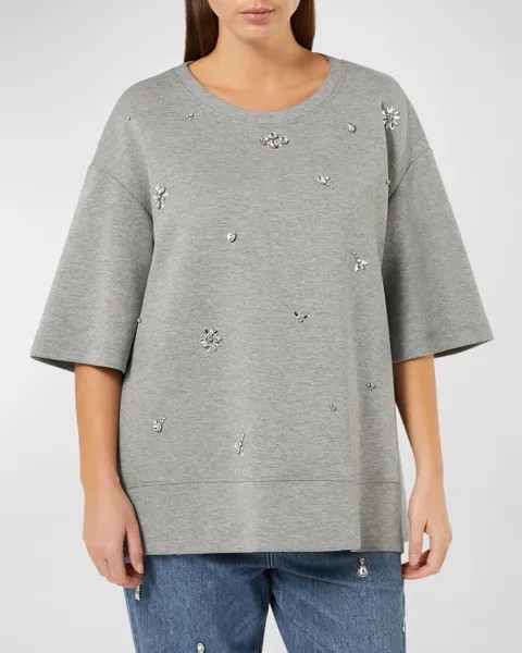 Футболка больших размеров с кристаллами Marina Rinaldi, цвет Light Grey