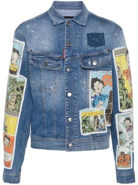 Dsquared2 джинсовая куртка Betty Boop в технике пэчворк, синий