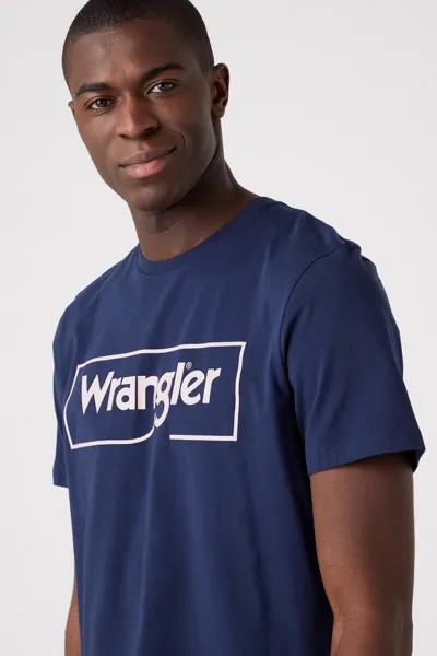 Футболка с обычным логотипом Wrangler, темно-синий