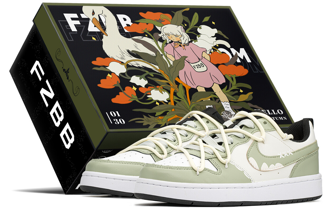 Кроссовки Nike Court Borough Skateboarding Shoes Women's Low-top Beige/green, зеленый