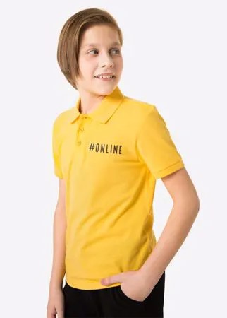 Жёлтое поло с принтом FUTURE ONLINE для мальчика Gloria Jeans
