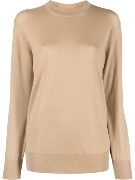 Шерстяной джемпер тонкой вязки Jil Sander, бежевый