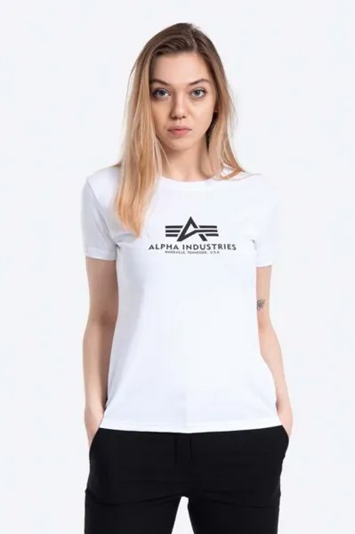 Новая хлопковая футболка Basic T Wmn Alpha Industries, белый