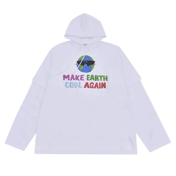 Лонгслив Vetements Cool Earth Hooded 'White', белый