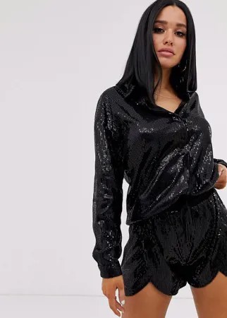 Черная oversize-рубашка с пайетками Lioness-Черный
