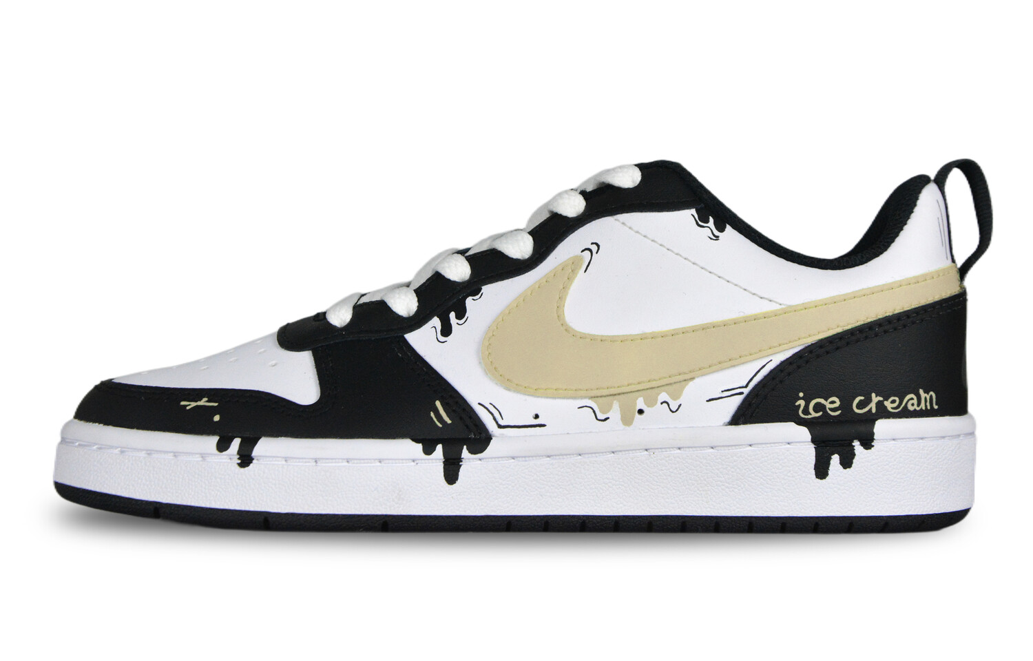 Кроссовки Nike Court Borough Skateboarding Shoes Women's Low-top Black/White/Yellow, хаки
