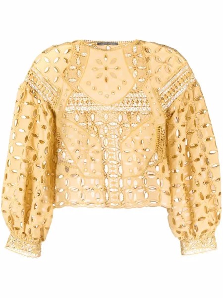 Alberta Ferretti broderie cropped blouse