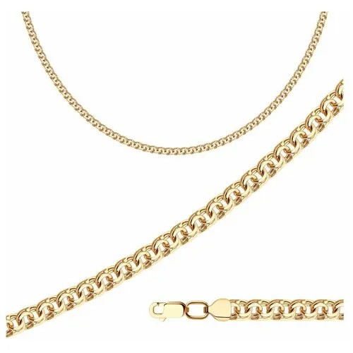 Цепь Diamant, серебро, 925 проба, золочение, длина 50 см, средний вес 20.5 г