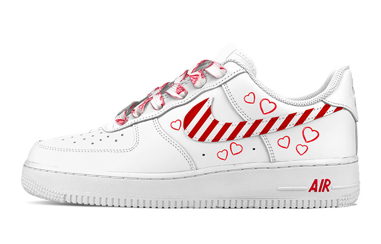 Кроссовки Nike Air Force 1 Skateboarding Shoes Women's Low-top White/red, белый/красный
