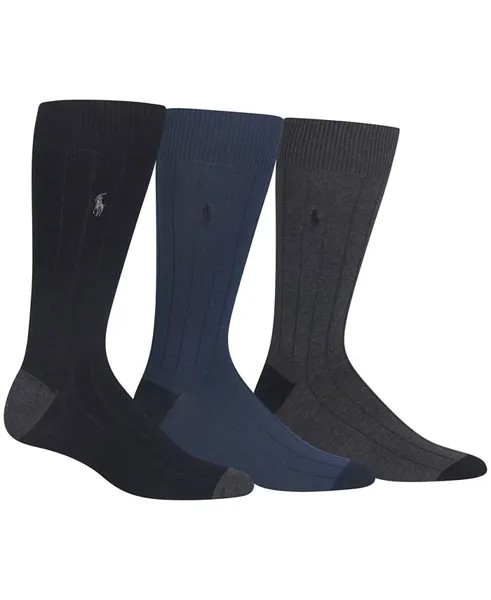 Мужские носки, мягкая на ощупь ребристая пятка, носок, 3 пары Polo Ralph Lauren, мультиколор