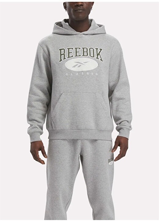 Серый меланжевый свитшот с круглым воротником Reebok