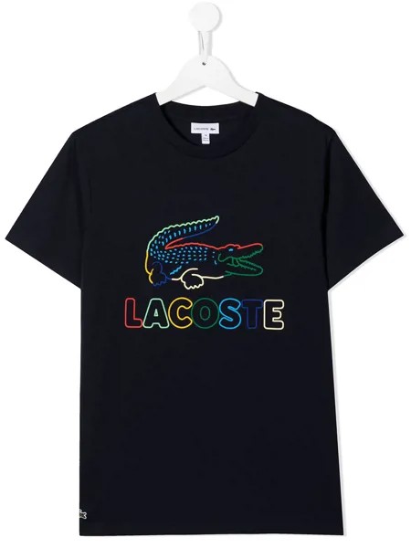 Lacoste Kids TEEN rainbow logo-print T-shirt