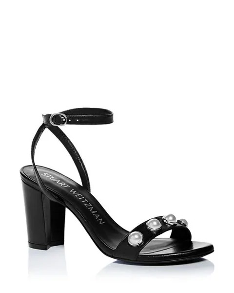 Женские сандалии почти без ремешка на щиколотке Portia Stuart Weitzman, цвет Black