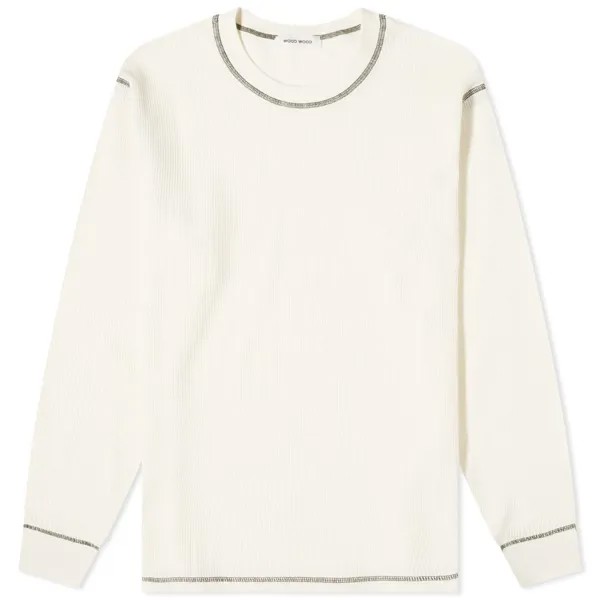 Футболка Wood Wood Emil Waffle Long Sleeve, цвет Off-White