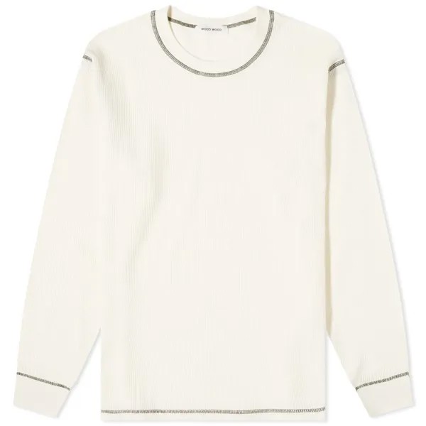 Футболка Wood Wood Emil Waffle Long Sleeve, цвет Off-White