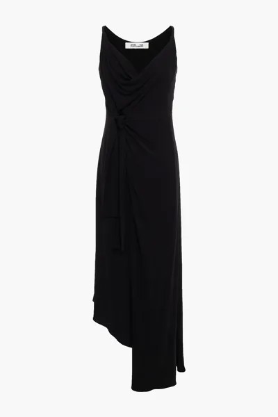 Асимметричное платье из джерси с драпировкой DIANE VON FURSTENBERG, черный