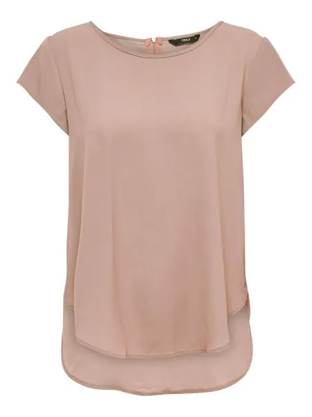 Блуза ONLY Einfarbige Kurzarm T Shirt Oberteil ONLVIC, цвет Altrosa