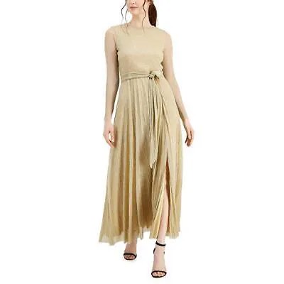 Anne Klein Женское вечернее платье цвета металлик с длинными рукавами золотого цвета M BHFO 6411