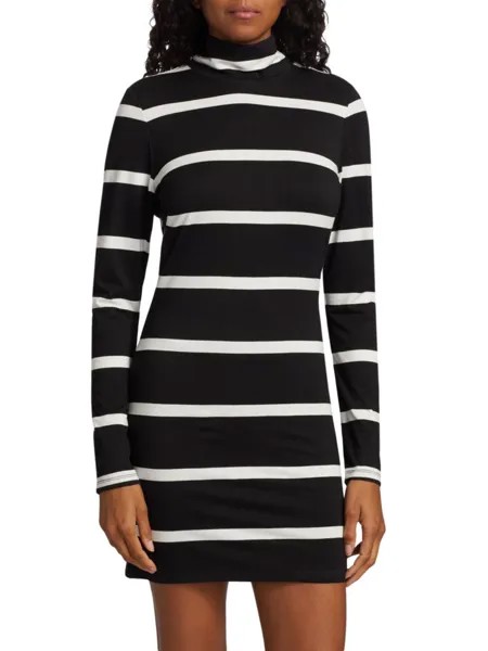 Мини-платье Delora с водолазкой и воротником-стойкой Alice + Olivia, цвет Modern Stripe Black