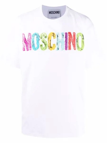 Moschino футболка с эффектом разбрызганной краски и логотипом