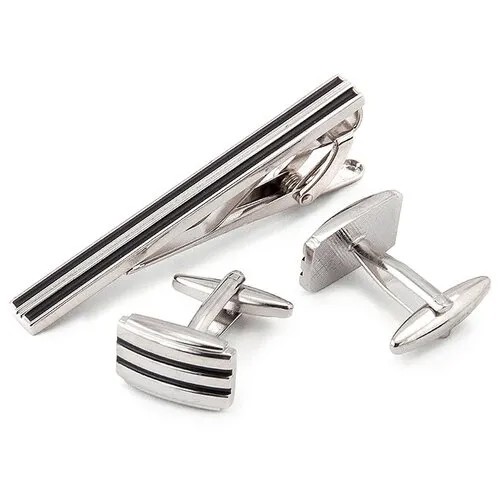 Запонки и зажим в подарочной коробке GREG 170567/Set, цвет Серебряный