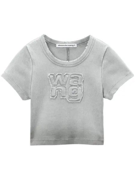 Alexander Wang укороченная футболка с логотипом, серый