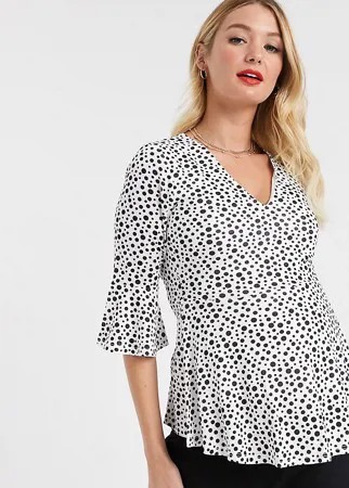 Свободный топ для кормления в горошек с рукавами клеш ASOS DESIGN Maternity-Мульти