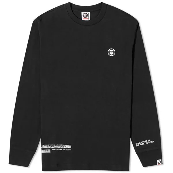 Футболка Aape Now Silicon Badge Long Sleeve, черный