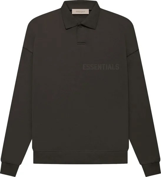 Лонгслив Fear of God Essentials Long-Sleeve Polo 'Off Black', черный