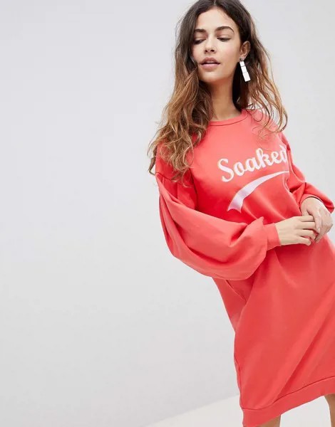 Платье-свитшот с надписью Soaked In Luxury-Розовый