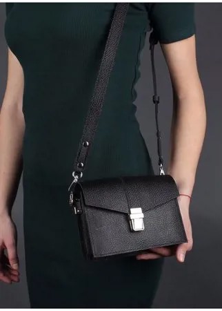 Женская кожаная поясная сумка черная A009 black mini grain Divalli