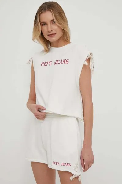 Хлопковый топ Kendall Pepe Jeans, бежевый