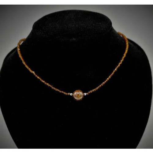 Колье Apsara, тигровый глаз, шпинель, длина 43 см, коричневый