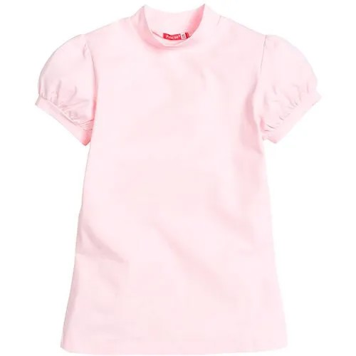 Школьная блуза Pelican, полуприлегающий силуэт, короткий рукав, трикотажная, размер 14, розовый
