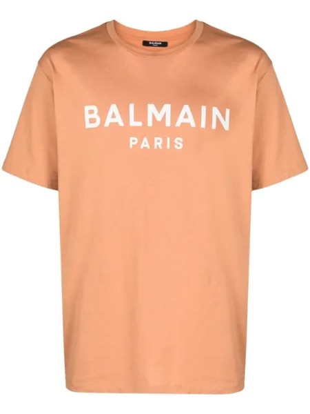 Balmain футболка с логотипом, коричневый